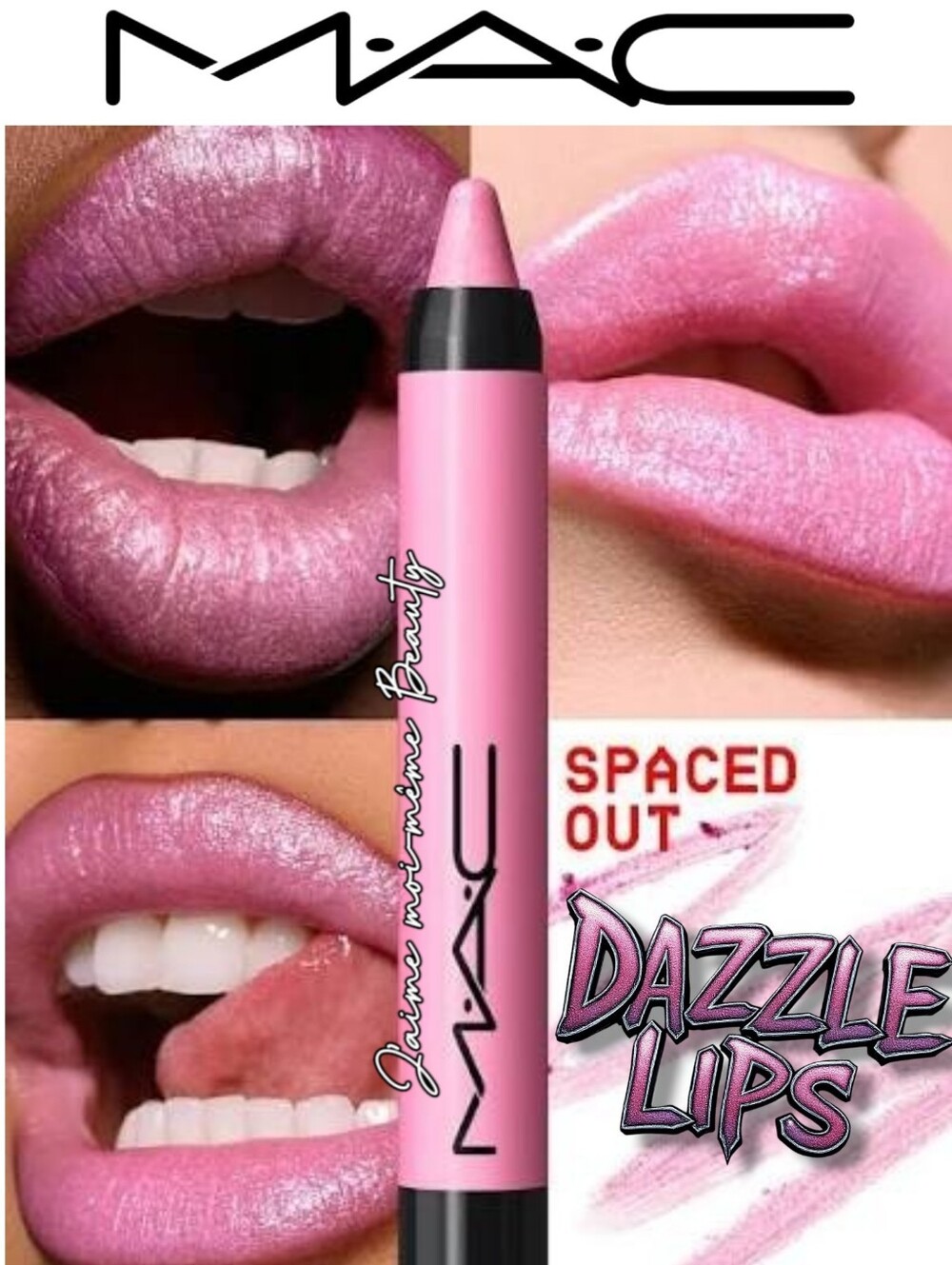 MAC Cosmetics Dazzle Lips Lip Crayon Spaced Out Baby Pink Shimmer Sparkle Frost